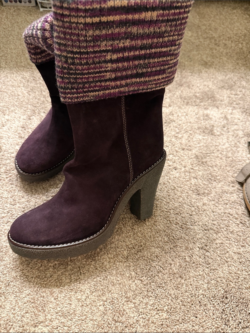 Missoni Plum Suede Platform Heel Boots